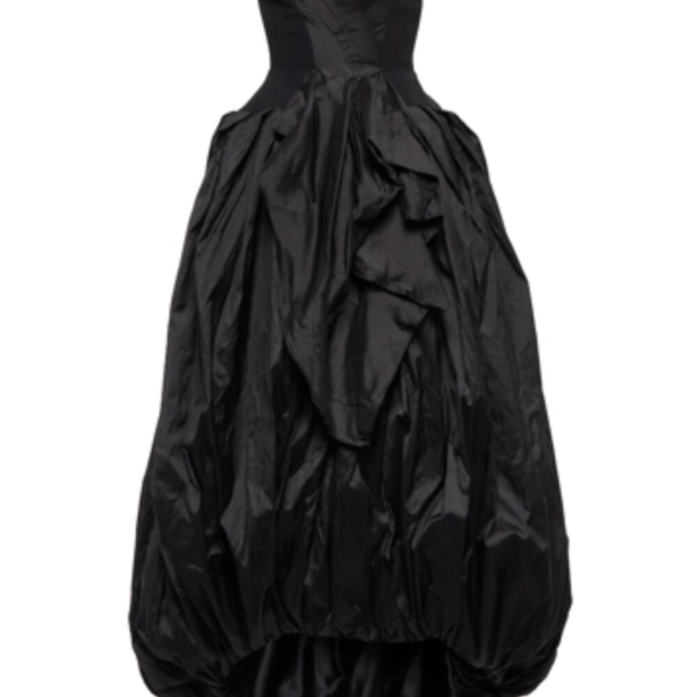 MATICEVSKI Enamoured Strapless Draped Balloon High-low Gown In Black